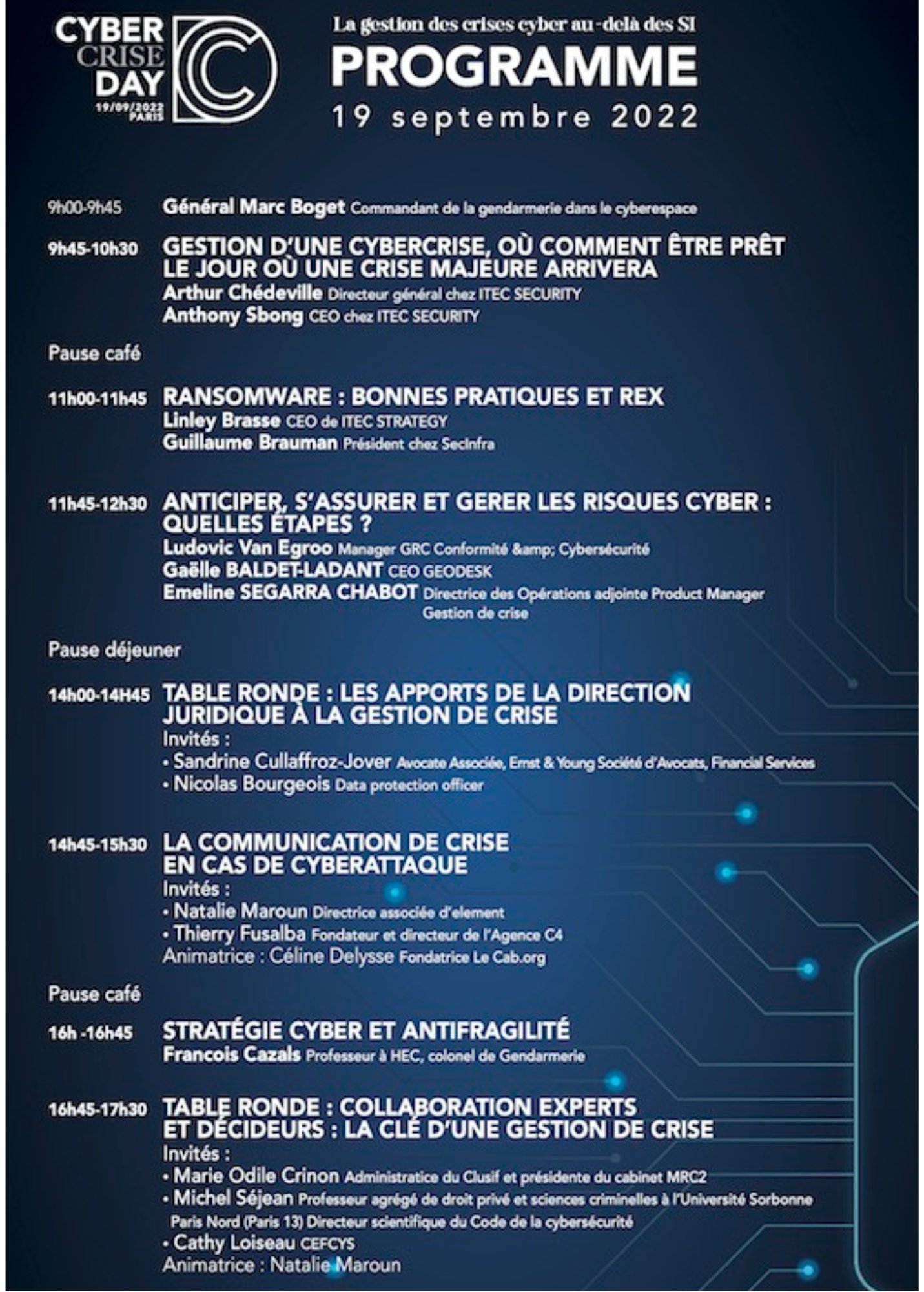 Bienvenue le lundi 19 septembre a cyber-day.info. La gestion des crises cyber au-delà des SI